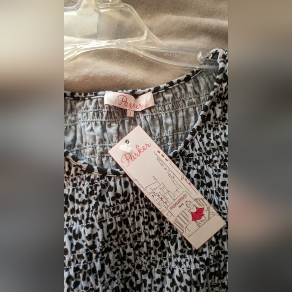NWT Parker Top Leopard Print Long Sleeve ruched fabric - Picture 4 of 9